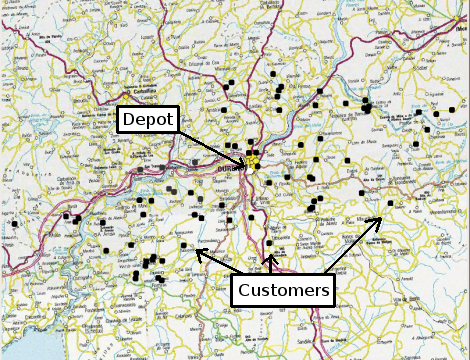 Figure 1. Typical input for a Vehicle Routing Problem